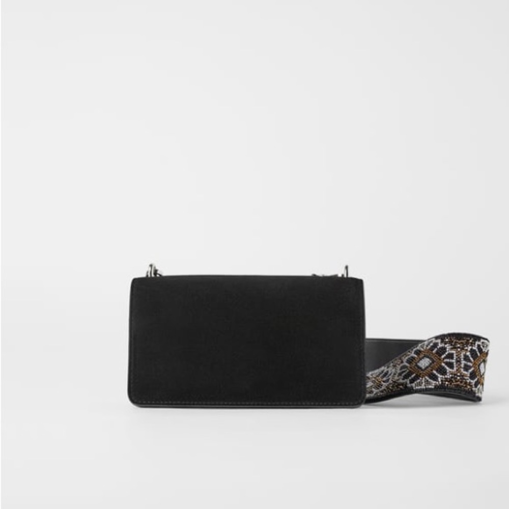 Zara split suede crossbody bag with beaded strap - BNWT